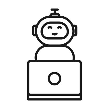 Chat Bot outline icon. Robot, Virtual assistant Bot vector illustration 