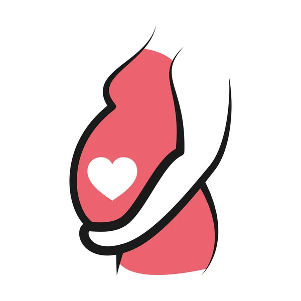 Pregnant Woman Line Outline Icon Heart Pregnancy Vector Illustration — Image vectorielle