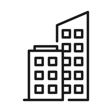Office building outline icon. Apartment vector illustration