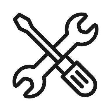 Repair tool line Icon. Screwdriver and Wrench Vector illustration