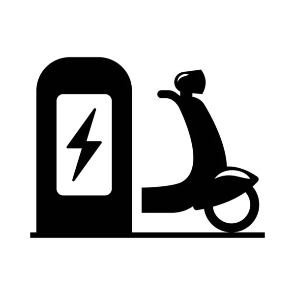 Electric Scooter and Charge station icon. Motorbike and Charge Station Vector illustration