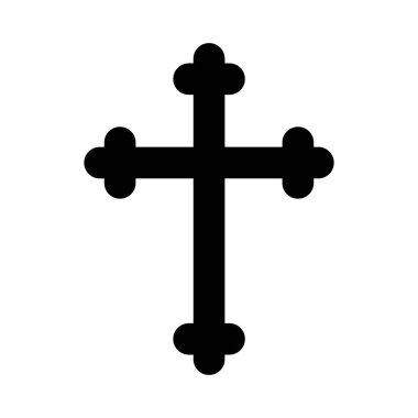 Religion cross icon. Black christian cross Vector symbol illustration