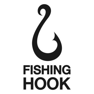 Fishhook or fishing hook logo. Fishing equipment vector illustration