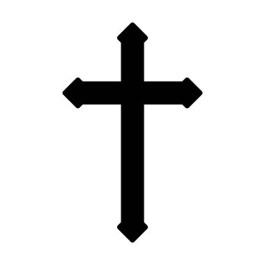 Religion cross icon. Black christian cross Vector symbol illustration