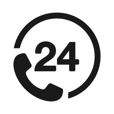 24 Hours Support icon. 24 hours Call or Twenty four hour vector illustration