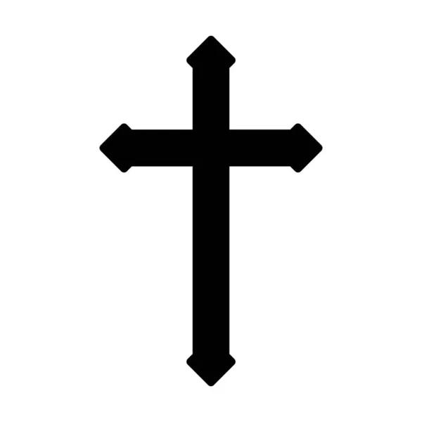 Religion Cross Icon Black Christian Cross Vector Symbol Illustration — Stock Vector