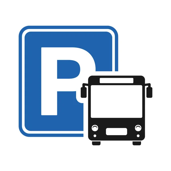 Bus Parking Icon Blue Parking Vector Illustration — 图库矢量图片