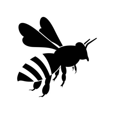 flying honey bee. silhouette honey bee icon vecto
