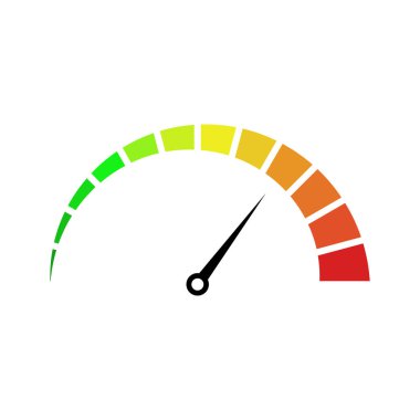 Speedometer icon. Colorful Info-graphic.  Heating, temperature scale icon.