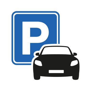 Car parking blue icon. Parking space. Parking lot vector illustration clipart