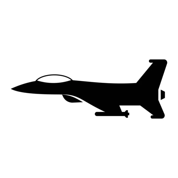 Side View Fighter Jet Icon Plane Air Force Vector Illustration — Stockvektor