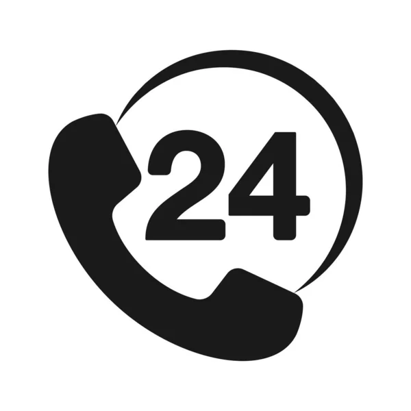 Hours Support Icon Hours Call Twenty Four Hour Vector Illustration — Stockový vektor