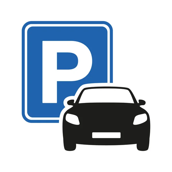 Car Parking Blue Icon Parking Space Parking Lot Vector Illustration — Vector de stock