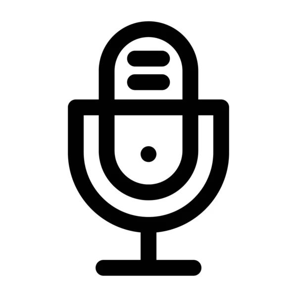 Podcast Microphone Line Art Icon Radio Mic Outline Vector Illustration — Stok Vektör