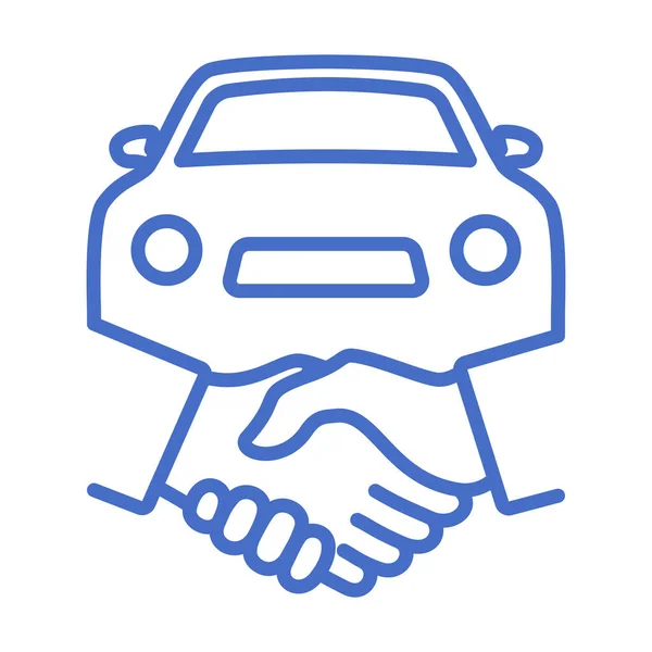 Car Sales Outline Icon Car Deal Hand Shake Line Vector — 스톡 벡터