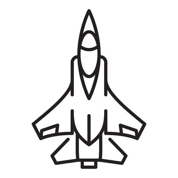 Fighter Jet Line Icon Plane Air Force Outline Vector Illustration — Stok Vektör