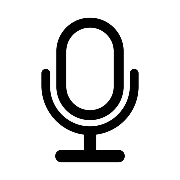 Podcast Microphone Line Art Icon Radio Mic Outline Vector Illustration — Stok Vektör