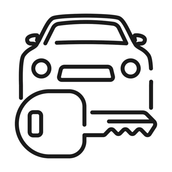 Buying Renting Car Outline Icon Car Keys Chain Vector Illustration — 스톡 벡터