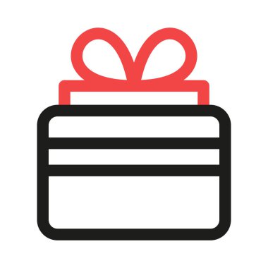 Bonus card icon. Gift credit card with gift box, vector illustration