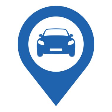 Car Parking pinpoint blue icon. Map parking pointer, Parking map point vector illustration