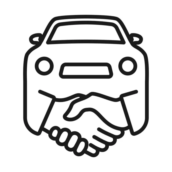 Car sales outline icon. Car Deal with Hand shake line vector illustration