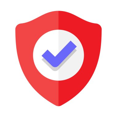 Shield Flat style with check mark icon. Security Shield vector illustration