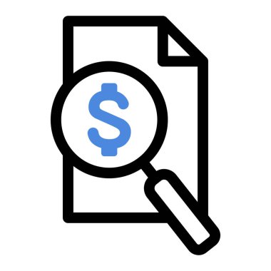 Bank Statement magnifying review icon. Financial Statement vector illustration