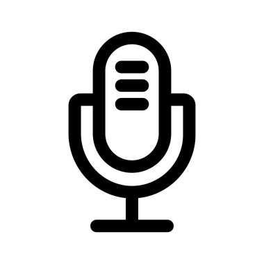 Podcast Microphone line art icon. Radio mic outline vector illustration