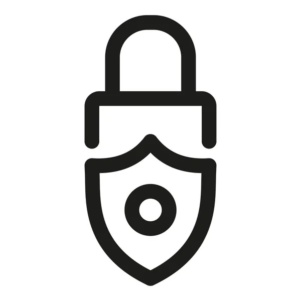Protection Line Icon Lock Shield Illustration Vector — стоковый вектор
