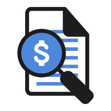 Bank Statement magnifying review icon. Financial Statement vector illustration