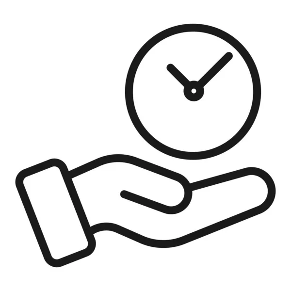 Hand Hålla Time Management Line Ikon Personlig Tidshantering Vektor Illustration — Stock vektor