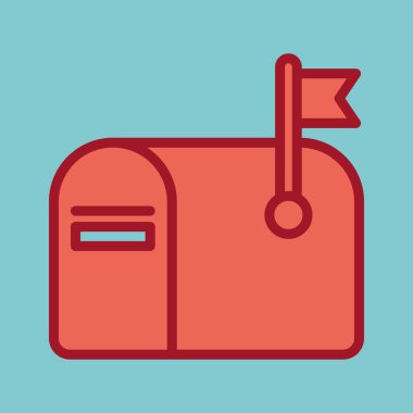 Posta kutusu düz simgesi. Postane, Posta kutusu vektör çizimi