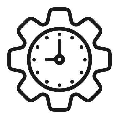 Zaman yönetimi çizgisi, zaman ikonlu Gear. Çalışma süreci Vektör illüstrasyonu