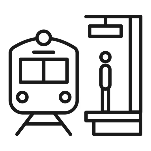 Ikona Peronu Stacji Kolejowej Ilustracja Wektora Przystanku Kolejowego Lub Kolejowego — Wektor stockowy