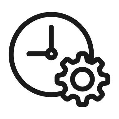 Zaman yönetimi çizgisi, zaman ikonlu Gear. Çalışma süreci Vektör illüstrasyonu