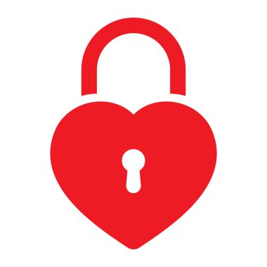 Kalp kilidi simgesi. Kilitli kalp şekli vektör çizimi