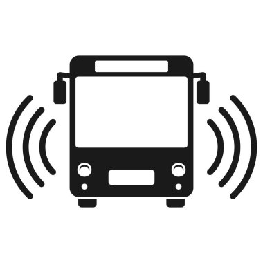 Akıllı otobüs simgesi. Özerk Araçlar Vektör illüstrasyonu.