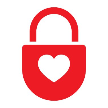 Kalp kilidi simgesi. Kilitli kalp şekli vektör çizimi