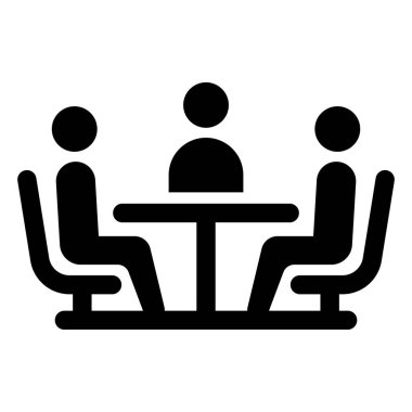 Röportaj ya da toplantı simgesi. Konferans işareti vektör illüstrasyonu