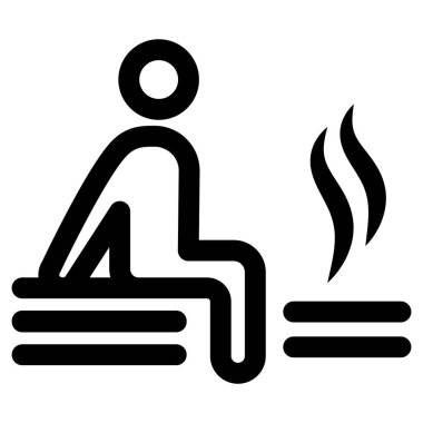 Sauna siluetindeki adam doğrusal simge. Sauna Odası Vektör illüstrasyonu.