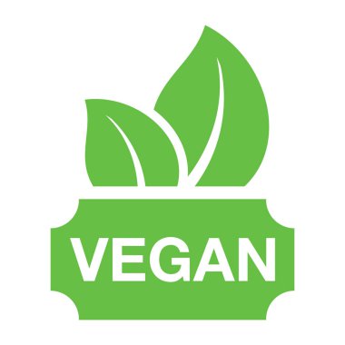 Vegan vektör logosu simgesi. Organik, biyolojik ve ekolojik yapraklarla yeşil, Vektör illüstrasyonu.