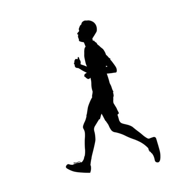 Young Man Jogging Silhouettes Vector — Stock Vector