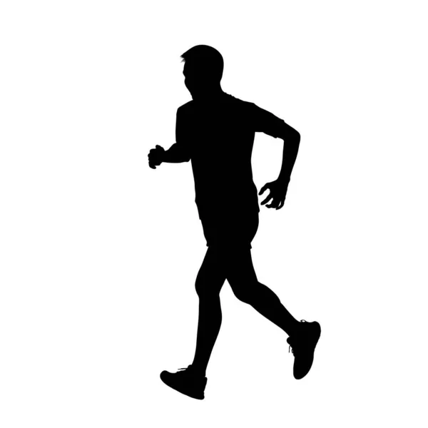 Silhouette Young Man Running Vector — Stock Vector