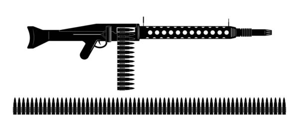 Beyaz Zemin Üzerinde Bir Makineli Tüfek Kurşun Kemerinin Vektör Çizimi — Stok Vektör