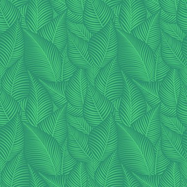 Yeşil yapraklar, pürüzsüz desen, vektör arkaplan