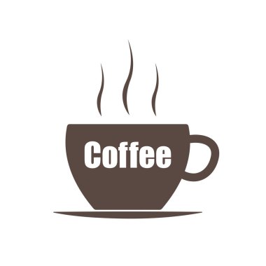 Dumanlı kahve fincanı. Vektör sembolü Kahve dükkanı tabelası.