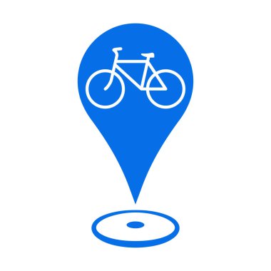 Bicycle map location marker icon for Bicycle Stores and Bicycle lane. a Bicycle on a location marker, vector