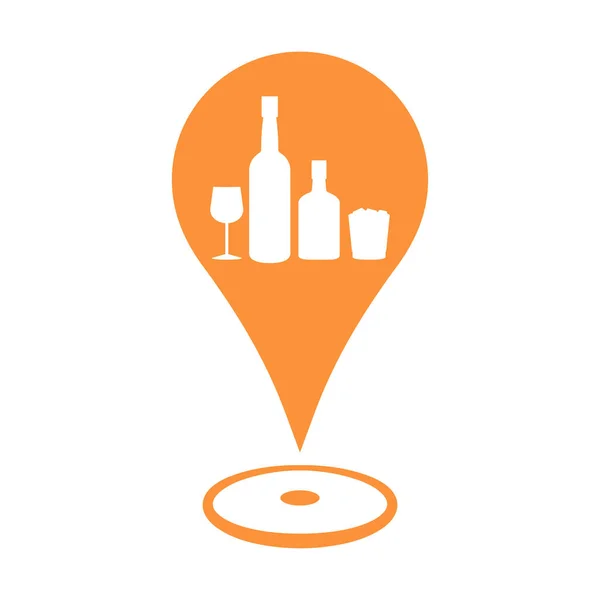 Liquor Store Map Location Marker Icon Alcoholic Drink Sellers Bottles — Stok Vektör