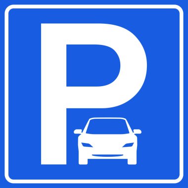 Mavi araba park yeri işareti, bir araba park yeri için, vektör
