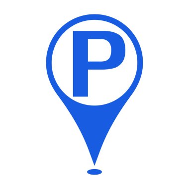 Otomobil park alanı için park yeri simgesi, konum haritası simgesi üzerinde park simgesi, vektör simgesi